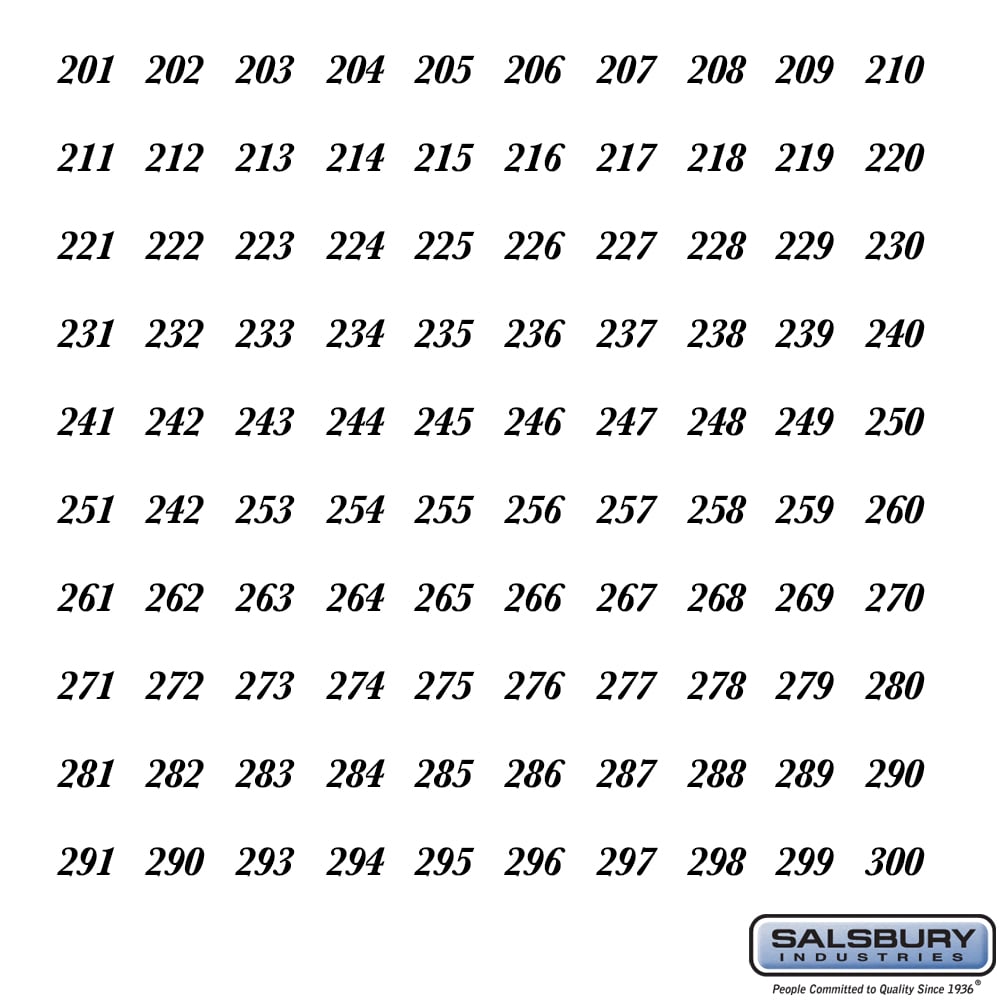 Numbers Self Adhesive Sheet Of 100 For 4B Horizontal Mailboxes 